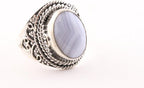Bewerkte zilveren ring met blauwe lace agaat afbeelding 1