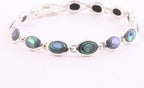 Zilveren schakelarmband met abalone schelp afbeelding 2
