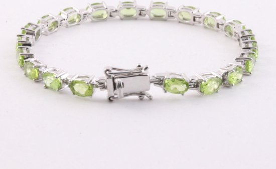 Zilveren tennisarmband met peridoot afbeelding 2