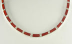 Zilveren collier met rode koraal steen afbeelding 1