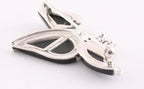 Zilveren vlinder broche met marcasiet, onyx en granaat afbeelding 2