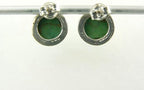 Ronde zilveren oorstekers met groene koperturkoois afbeelding 2