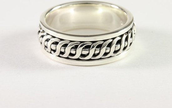 Zware zilveren geluksring met kruiskabelmotief afbeelding 1