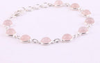 Fijne zilveren schakelarmband met rozenkwarts afbeelding 2