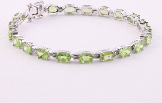 Zilveren tennisarmband met peridoot afbeelding 3