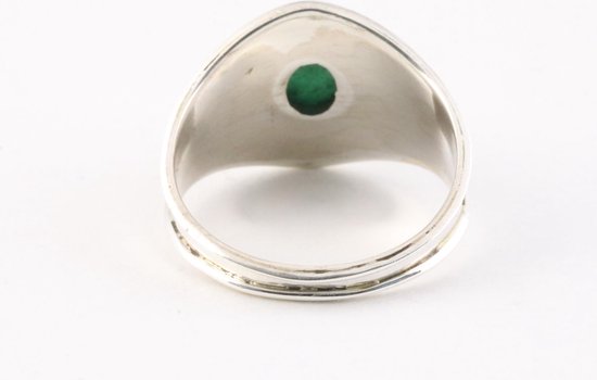 Bewerkte zilveren ring met jade afbeelding 4
