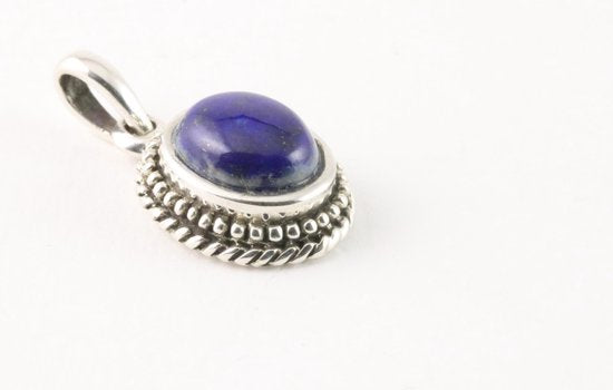 Fijne bewerkte zilveren hanger met lapis lazuli afbeelding 3