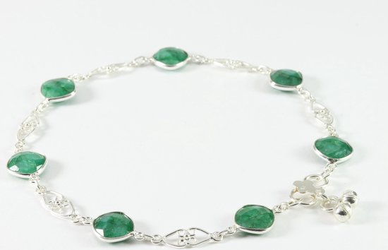 Zilveren enkelband met smaragd afbeelding 2