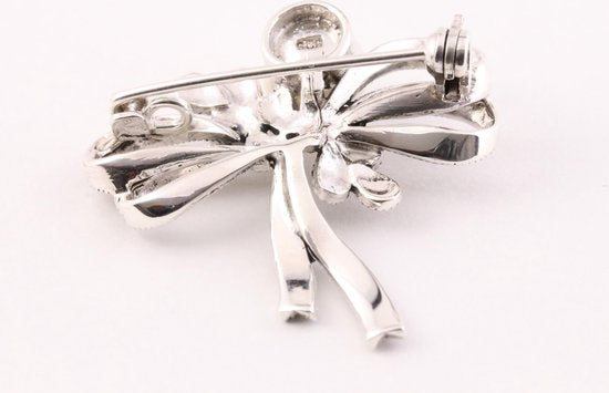 Zilveren broche met marcasiet en zoetwater parel afbeelding 2