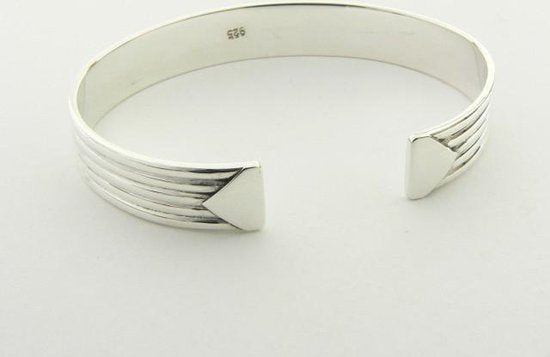 Zilveren klemarmband met ribbelpatroon afbeelding 2