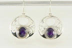 Ronde opengewerkte zilveren oorbellen met amethist afbeelding 6