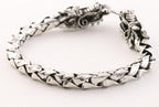 Zware zilveren armband met drakenkoppen en schubbenschakels afbeelding 4