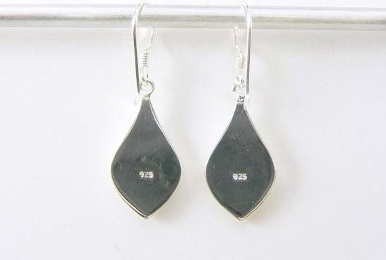 Druppelvormige zilveren oorbellen met groene turkoois afbeelding 4