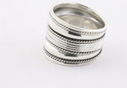 Brede zilveren ring met ribbels en kabelpatronen afbeelding 2