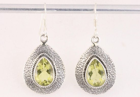 Bewerkte zilveren oorbellen met lemonkwarts afbeelding 4