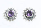 Bewerkte zilveren oorstekers met amethist afbeelding 1
