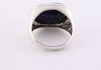 Zilveren ring met blauwe saffier afbeelding 3