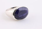 Zilveren ring met blauwe saffier afbeelding 1