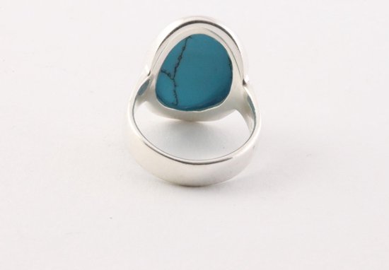Ovale zilveren ring met blauwe turkoois afbeelding 4