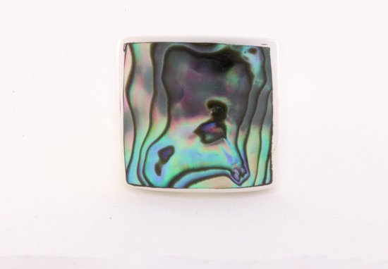 Zilveren zegelring met abalone schelp afbeelding 3
