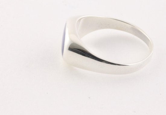 Ovale hoogglans zilveren ring met lapis lazuli afbeelding 2