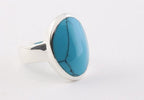 Ovale zilveren ring met blauwe turkoois afbeelding 1