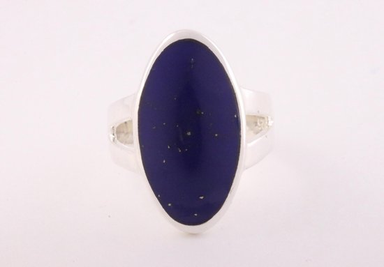 Ovale zilveren ring met lapis lazuli afbeelding 2