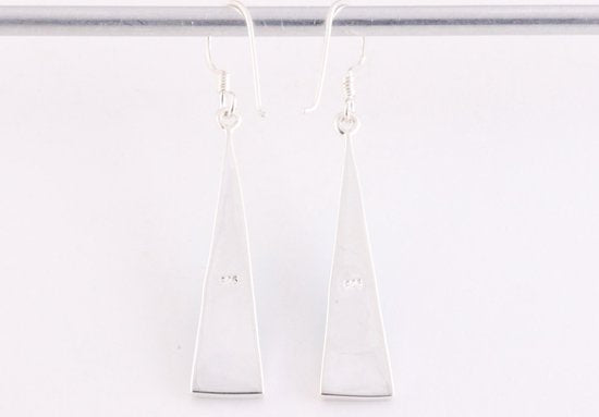 Lange driehoekige zilveren oorbellen met abalone schelp afbeelding 3