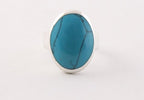 Ovale zilveren ring met blauwe turkoois afbeelding 2