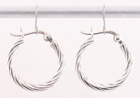 Fijne bewerkte ronde zilveren oorringen afbeelding 1