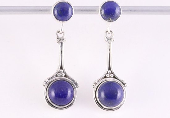 Bewerkte zilveren oorstekers met lapis lazuli afbeelding 4