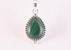 Bewerkte druppelvormige zilveren hanger met malachiet afbeelding 1