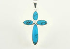 Zilveren kruishanger met blauwe turkoois afbeelding 4