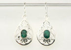 Opengewerkte zilveren oorbellen met smaragd afbeelding 4