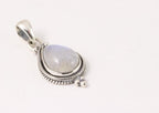 Fijne bewerkte zilveren hanger met regenboog maansteen aan ketting afbeelding 5