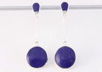 Lange ronde zilveren oorstekers met lapis lazuli afbeelding 4