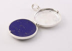 Rond bewerkt zilveren medaillon met lapis lazuli afbeelding 5