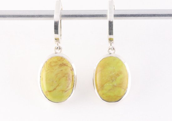 Zilveren oorbellen met appelgroene turkoois afbeelding 4