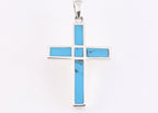 Zilveren kruishanger met blauwe turkoois afbeelding 4