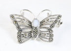 Zilveren vlinder broche met parelmoer en marcasiet afbeelding 1