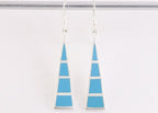 Lange driehoekige zilveren oorbellen met blauwe turkoois afbeelding 4