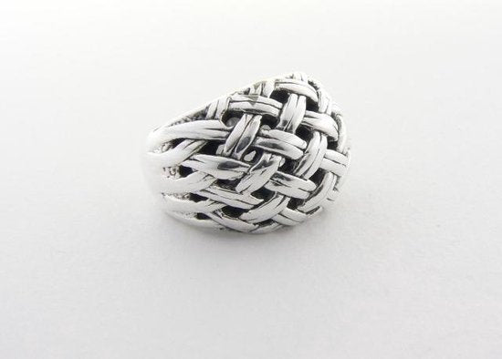 Bolvormige gevlochten zilveren ring afbeelding 1