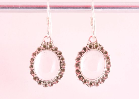 Bewerkte zilveren oorbellen met rozenkwarts afbeelding 3