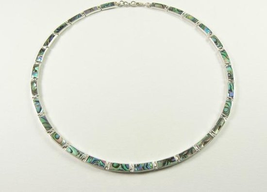 Zilveren collier met abalone schelp afbeelding 3