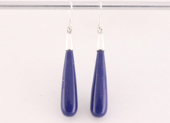 Zilveren oorbellen met pegels lapis lazuli afbeelding 4