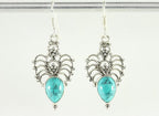 Opengewerkte zilveren oorbellen met turkoois afbeelding 4