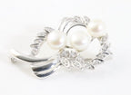 Hoogglans zilveren broche met parels en witte topaas afbeelding 1