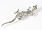 Zilveren hagedis broche met marcasiet en granaat afbeelding 1