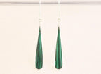 Lange druppelvormige zilveren oorbellen met malachiet afbeelding 4