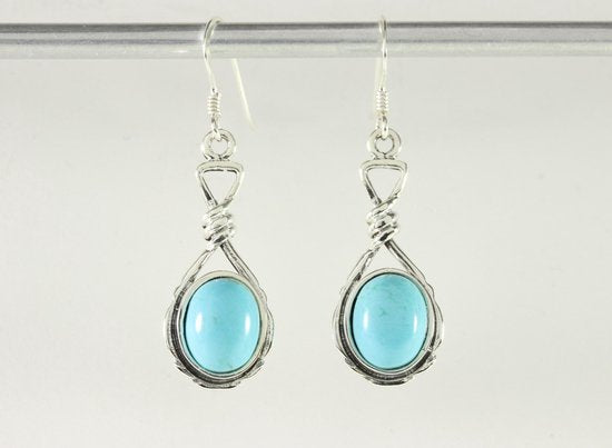 Geknoopte zilveren oorbellen met Arizona turkoois afbeelding 4